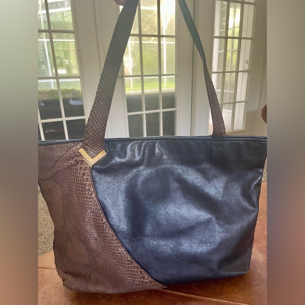 Fendi Python And Leather Tote Bag - image 1